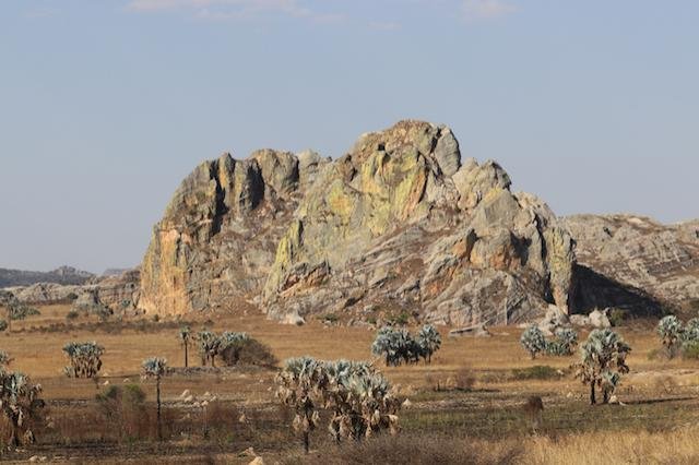 An open rocky landscape in the Isalo area
